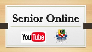 senior online, logo youtube i policji złotoryjskiej