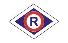 litera R w rombie- znak identyfikacyjny służby ruchu drogowego