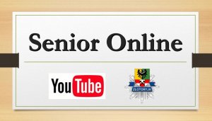 napis senior online, pod spodem logo youtube i kpp złotoryja
