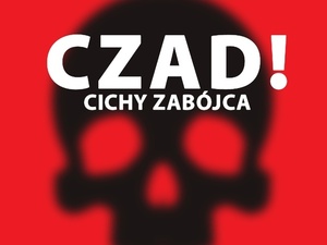 Czad cichy zabójca. W tle czaszka