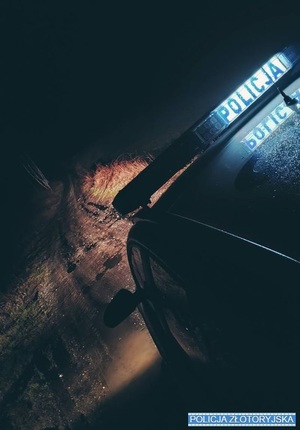 radiowóz nocą w polu