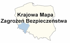 napis krajowa mapa zagrożeń bezpieczeństwa, w tle kontury polski i zaznaczone województwo dolnośląskie