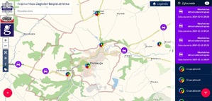 fragment mapy z zaznaczonymi punktami