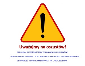 znak ostrzegawczy z napisem uważajmy na oszustów