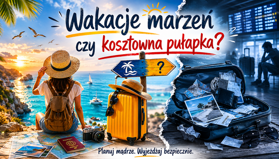 Plakat Wakacje marzeń czy kosztowna pułapka